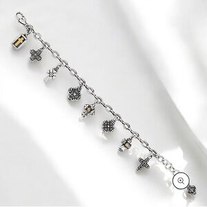 Brighton Eternity Cross Charm Bracelet in Silver with Gold Accents